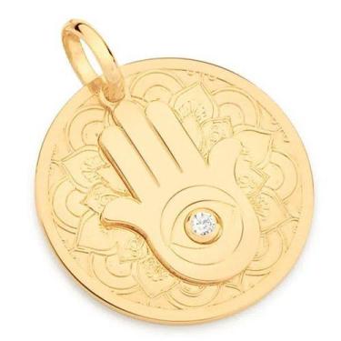 Imagem de Pingente  banhado ouro 3x 24k 18k e 22k feminino rommanel medalha zirc