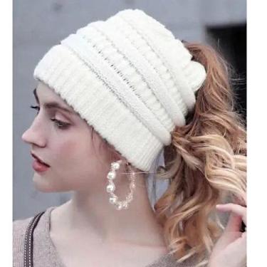 Imagem de Touca Inverno Gorro de Lã Feminina Com Furo Para Rabo De Cavalo - Supr
