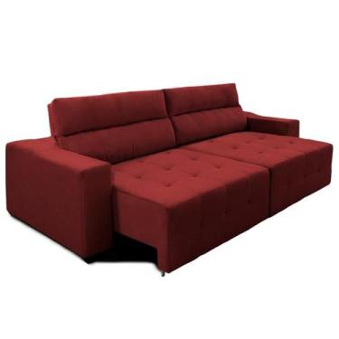 Imagem de Sofá Top Lubeck 3 Lugares 290 cm Reclinável e Retrátil Suede Vermelho 