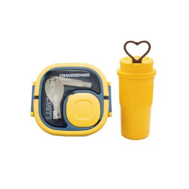 Imagem de Kit Marmita Infantil Talher E Copo 300ml Lancheira Escola - Domo Desig