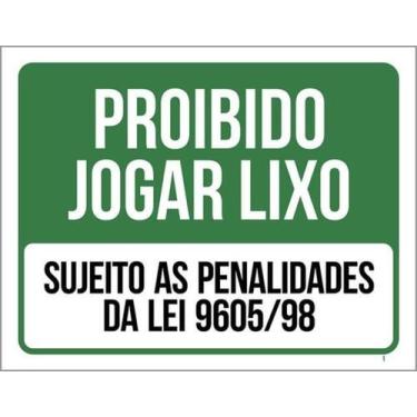 Imagem de Kit 5 Placas Proibido Jogar Lixo Sujeito Penalidades Da Lei - Sinalizo