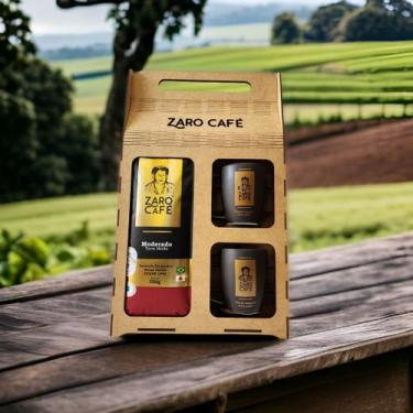 Imagem de Kit Presente Zaro Café Moderado Moído 500g + 2 Canecas Pretas 170ml