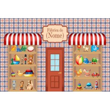 Imagem de Painel de Lona Fábrica de Brinquedos Personalizável - Fabrika de Festa