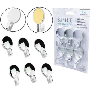 Imagem de Kit Com 6 Ganchos Suportes De Parede Em Plástico - Clink