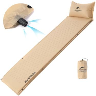 Imagem de Naturehike Almofada de dormir autoinflável, almofada de acampamento ultraleve de espuma de memória com travesseiro, inflável rápido, almofada de dormir de patchwork para acampamento, caminhada,