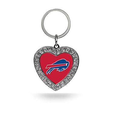 Imagem de Rico Industries NFL Buffalo Bills Chaveiro de coração de strass de metal, 3,5 x 7,6 cm