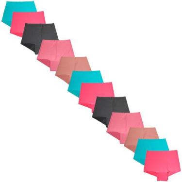 Imagem de Kit 12 Calcinha Tanga Fristyle Short Corte A Laser Cintura Alta, G, Pr