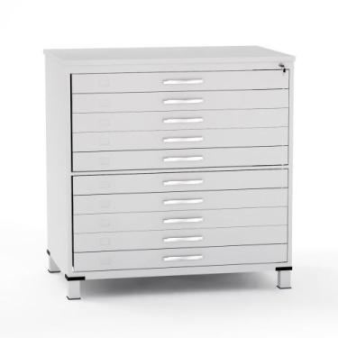 Imagem de Mapoteca em Aco 10 Gavetas Pandin Cinza Cristal