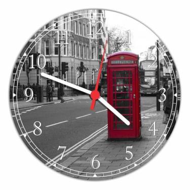 Imagem de Relógio De Parede Cidade Londres Cabine Telefônica Decoração Quartz - 