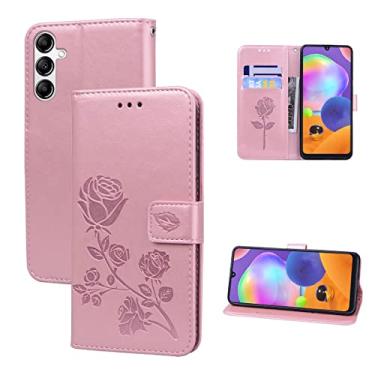 Imagem de Dinglijia Projetada para Samsung Galaxy A14, capa carteira de couro PU com alça de pulso com suporte para carteira com compartimentos para cartões de dinheiro, capa feminina à prova de choque com