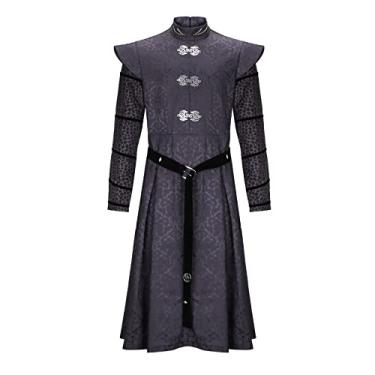 Imagem de Fantasia masculina Daemon Targaryen cosplay retrô guerreiro uniforme traje de Halloween trench coat robe tamanho adulto, Tipo A, P