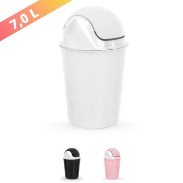 Imagem de Lixeira Colorida Inox Metalizado Cozinha Banheiro 7 Litros - EF Azul, 