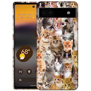 Imagem de SM Cases Capa para Google Pixel 6A - Capa de plástico rígido com colagem de gatos e gatinhos com design impresso em 3D para Google Pixel 6A (não para Pixel 7A).