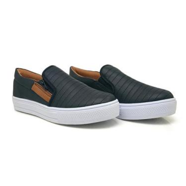 Imagem de Tênis Sapatênis Sapatilha feminino Slip On Zíper casual Leve e confort