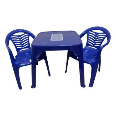 Imagem de Mesa Infantil Azul + 02 Cadeira Infantil Plasnorthon Kit