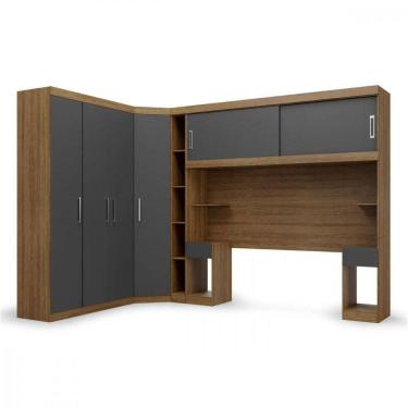 Imagem de Guarda Roupa De Canto Modulado Casal Ipe Wood Grafite Batrol Ipe Wood Com Grafite