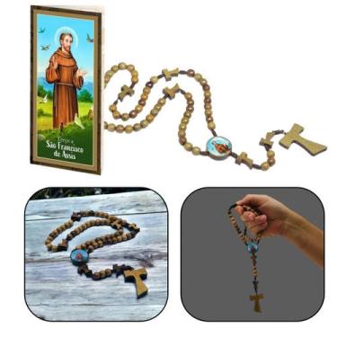 Imagem de Terço São Francisco de Assis com Cruz Tau e Folheto de Oração - FORNEC