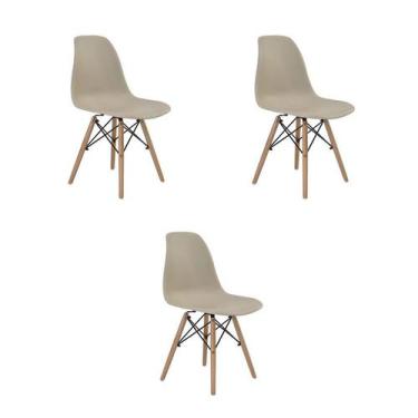 Imagem de Kit 3 Cadeiras Jantar Eiffel Nude PP Base Madeira - Rivatti