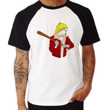 Imagem de Camiseta Raglan Baseball Girl - Foca na Moda, Branco, Preto, G