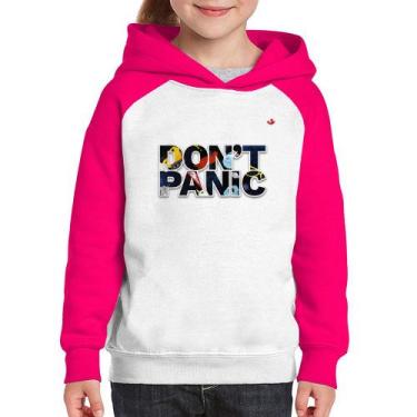 Imagem de Moletom Infantil Don't panic - Foca na Moda, Branco, Rosa, 6