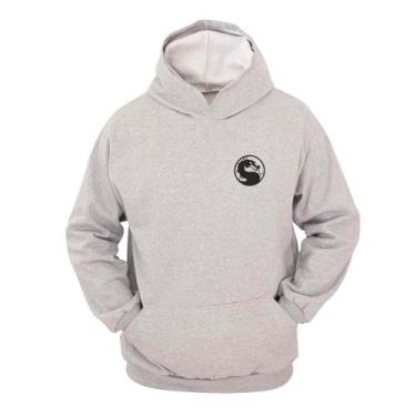 Imagem de Moletom Masculino Canguru Ragor Capuz Estampa Dragão, M, Cinza