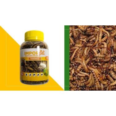 Imagem de 2 Potes com Tenébrio Desidratado para Aves Peixes Répteis Roedores e P