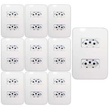 Imagem de 10 conjunto tomada  dupla 2p t 10a-250v branca b3 margirus - MARGIRIUS