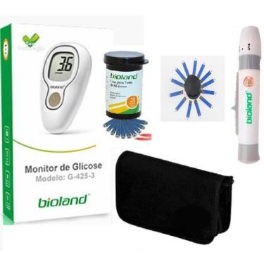 Imagem de Aparelho de Diabetes Completo com 25 Tiras + 25 Lancetas + Lancetador 