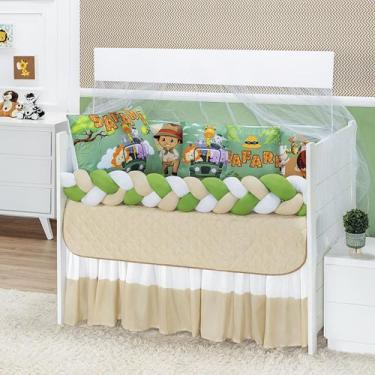 Imagem de Kit americano de berço baby zoo estampado 10 peças para bebe luxuoso -