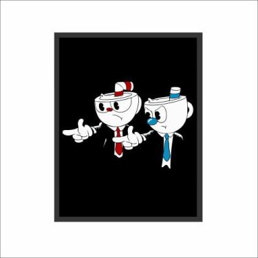 Imagem de Quadro Vertical Cuphead e Mugman com Moldura 30x40cm - PlimShop