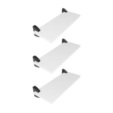 Imagem de Kit 3 Prateleiras MDF Branco Multiuso com Suporte Bico Tucano 40x20 - 