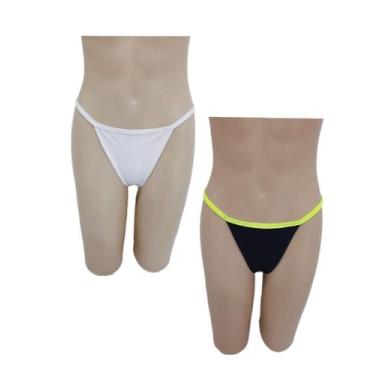 Imagem de Kit com 2 Calcinha Fio Dental Avulsa Marquinha Biquíni fio dental bron