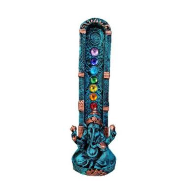 Imagem de INCENSARIO de Resina Ganesha 7 chakras Verde Lavado - Decore Casa