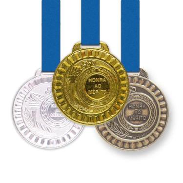 Imagem de 70 Medalhas Metal 44mm Honra ao Mérito Ouro Prata Bronze - Gedeval