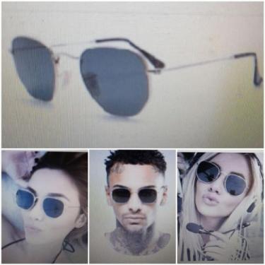 Imagem de Óculos De Sol Hexagonal 3548 Dourado Preto Masculino Feminino Lente Cr