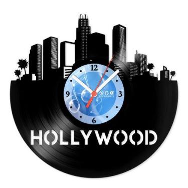 Imagem de Relógio De Parede Disco Vinil Lugares - Hollywood - VLU-002 - Modernar
