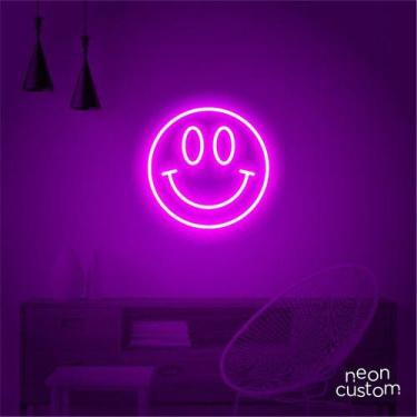 Imagem de luminaria letreiro Neon Led Smile 60x60 luminoso decoração p/ selfie -