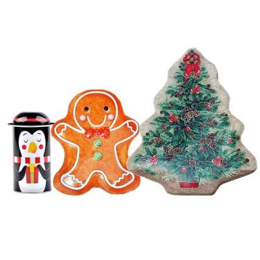Imagem de Latas Divertidas Decorativas Natal para Doces e Presentes: Kit 3 Latin