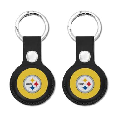 Imagem de Chaveiro NFL Pittsburgh Steelers Apple AIR TAG Holder pacote com 2 para cães e gatos, capa para Apple Airtag Tracker, suporte de pingente de dispositivo de rastreamento de cães GPS
