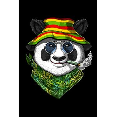 Imagem de Stoner Notebook: Panda Bear Hippie Stoner Smoking Weed Psychedelic Cannabis Trippy Marijuana Notebook