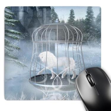 Imagem de 3dRose Mouse pad White Unicorn is Locked Up in A Cage It is On a Frozen, 20 x 20 cm (mp_172914_1)