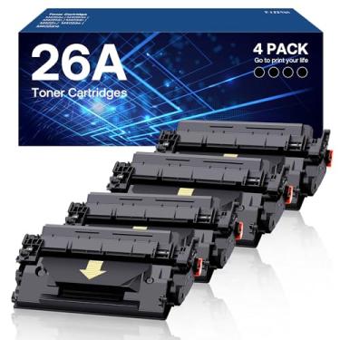 Imagem de Cartucho de toner 26A preto de alto rendimento compatível com HP 26A CF226X CF226A 26X use com impressora HP Laserjet Pro MFP M426fdw M402 M402dn M402dne M402dw (pacote com 4)