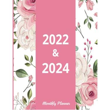 Imagem de 2022-2024 Monthly Planner: 3 Year Monthly Agenda 2022, 2023 ,2024 | 36 Month Calendar and Organizer with Logbook |Beautiful hand-drawing flowers | Watercolor Cover "8.5 x 11"