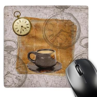 Imagem de 3dRose Mouse pad vintage de 20 x 20 x 0,25 cm Coffee Time com cronômetro (mp_110232_1)