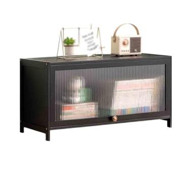 Imagem de LICONG-2020 Suporte para livros, organizador de prateleira de bambu, com porta de plástico flutuante, para escritório, casa, cozinha, sala de leitura, estante de livros (L70xW32xH40 cm)