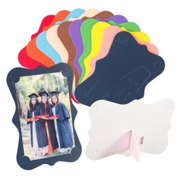 Imagem de HOTUO Pacote com 10 molduras coloridas de papelão 10 x 15 cm, moldura colorida de papelão com cavalete para aniversário