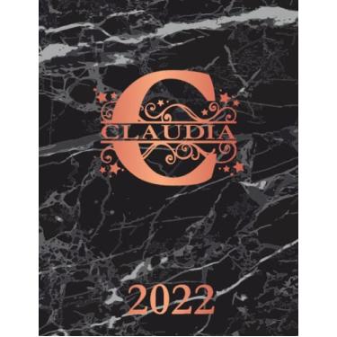 Imagem de Claudia: 2022. Personalized Name Weekly Planner Diary 2022. Monogram Letter C Notebook Planner. Black Marble & Rose Gold Cover. Datebook Calendar Schedule