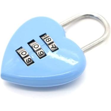 Imagem de Fechadura de combinação, cadeado digital com 3 senhas em formato de coração, mini cadeado de portão combinado ao ar livre para armário de academia escolar, portão de cerca, caixa de ferramentas,