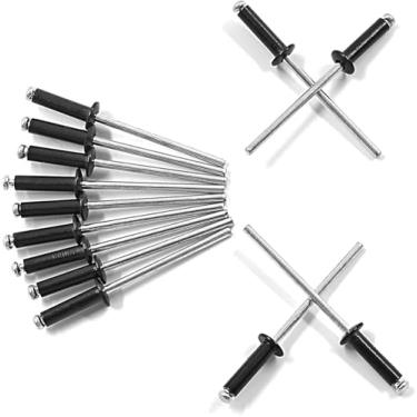 Imagem de BokWin 100 rebites pretos de alumínio para instalação de canoa e canoa de caiaque, 100 peças de 3/81.3 cm x 1/10.2 cm