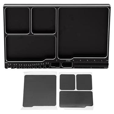 Imagem de Bandeja de parafuso magnético para tipo rc, liga de alumínio para reparo de brinquedos com almofada magnética, organizador de ferramentas azul para eletrônicos e veículos rc (Preto)